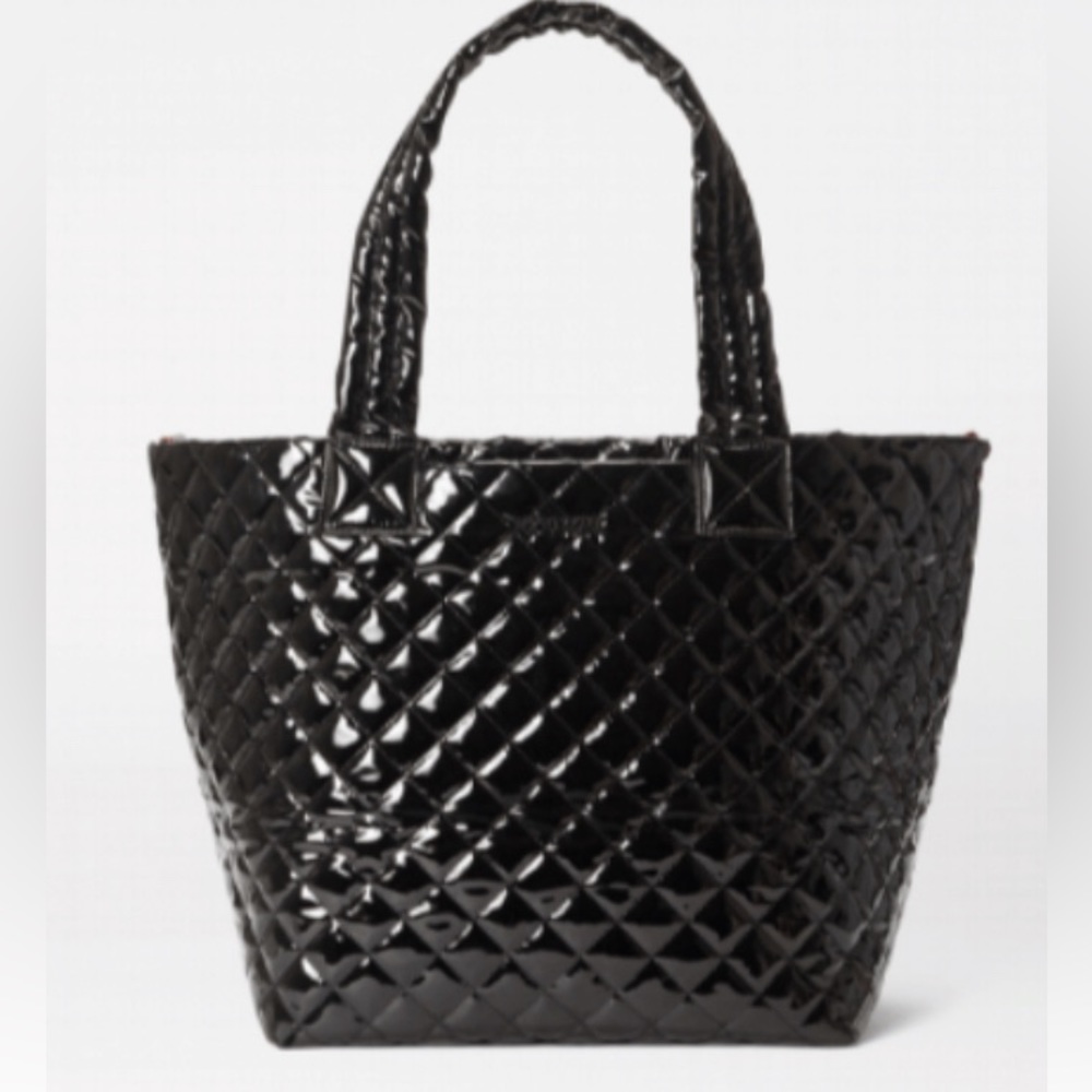 NWOT Black patent lacquer MZ Wallace medium metro tote